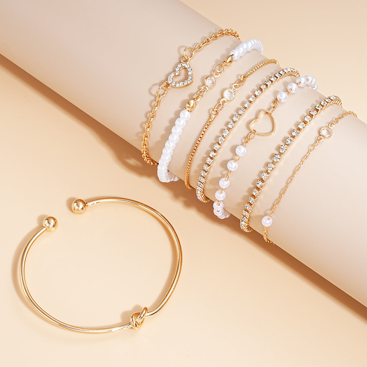 Wholesale Diamond zircon heart bracelet 8-piece set